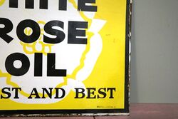 Early Vintage White Rose Oil Double Sided Adv Sign 