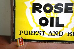 Early Vintage White Rose Oil Double Sided Adv Sign 