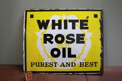 Early Vintage White Rose Oil Double Sided Adv Sign 