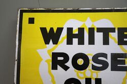Early Vintage White Rose Oil Double Sided Adv Sign 