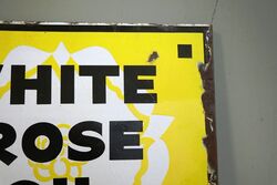 Early Vintage White Rose Oil Double Sided Adv Sign 