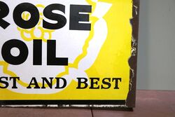 Early Vintage White Rose Oil Double Sided Adv Sign 