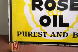Early Vintage White Rose Oil Double Sided Adv Sign 