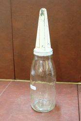 Embossed Mobiloil Quart Oil Bottle With Tin Top