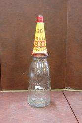 Embossed Shell Quart Oil Bottle With Tin Top