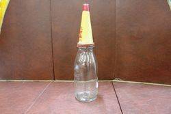 Embossed Shell Quart Oil Bottle With Tin Top