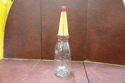 Embossed Shell Quart Oil Bottle With Tin Top