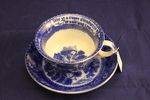 English Blue + White Large Cup + Saucer C1900