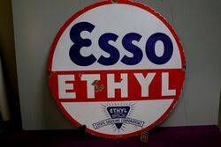 Esso Ethyl Round Double Sided Enamel Sign 