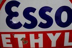 Esso Ethyl Round Double Sided Enamel Sign 