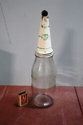 Genuine Imperial Quart Bottle with BP Tin Pourer Top.