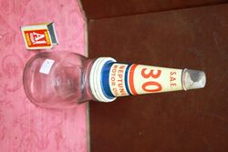 Genuine Neptune SAE 30 Motor Oil Tin Top and Pint Bottle