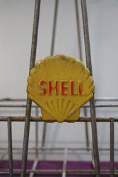 Genuine Shell Wire 8 Bottle Basket With 2 Shell Clams 