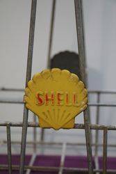 Genuine Shell Wire 8 Bottle Basket With 2 Shell Clams 