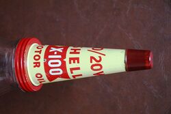 Genuine Shell X100 Tin Top and Dust Cap with Embossed Quart Bottle