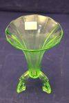 Green Glass Art Deco Vase 
