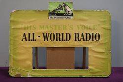 HMV andquotHis Masterand39s Voiceandquot All Word Radio Cardboard Advertising Sign 