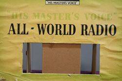 HMV andquotHis Masterand39s Voiceandquot All Word Radio Cardboard Advertising Sign 