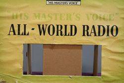 HMV andquotHis Masterand39s Voiceandquot All Word Radio Cardboard Advertising Sign 