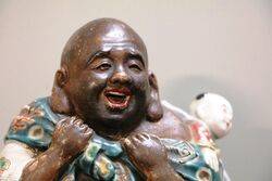 Japanese Porcelain Buda with Child   