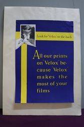 Kodak Velox Negative Film Cardboard Advertising Sign 