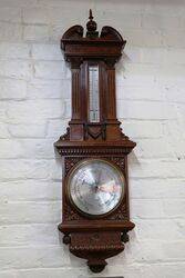 Large Antique Decorative Carved Walnut Aneroid Barometer. 