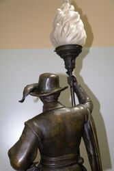 Large Antique Spelter Cavalier Figure Lamp 