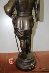 Large Antique Spelter Cavalier Figure Lamp 