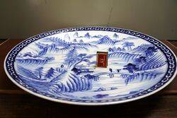 Large C20th Japanese Blu and White Charger 