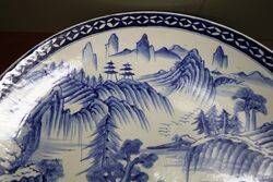 Large C20th Japanese Blu and White Charger 