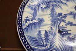 Large C20th Japanese Blu and White Charger 