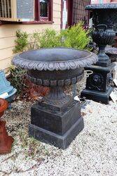 Large Cast Iron Naples Urn and Stand