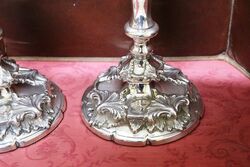 Large Stunning Pair Of Antique Silver Plate Candlesticks 