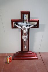 Large Vintage Chrome Plated Crucifix. #