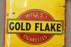Large Vintage Willsand39s Gold Flake Enamel Advertising 