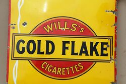 Large Vintage Willsand39s Gold Flake Enamel Advertising 