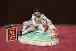 Lovely C19th Antique Staffordshire Figure of Boy with Dog 
