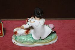 Lovely C19th Antique Staffordshire Figure of Boy with Dog 