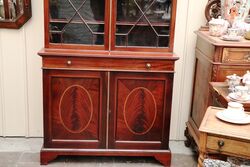 Lovely Georgian Revival Mahogany Inlaid 2 Door Bookcase 