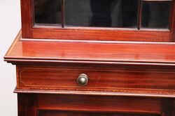 Lovely Georgian Revival Mahogany Inlaid 2 Door Bookcase 