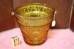 Lovely Quality Art Deco Amber Glass Ice Bucket. #