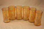 Mary Gregory Set of 6 Amber Tumblers