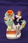 Antique  Staffordshire Scottish Maiden Candle Stick Holder.#