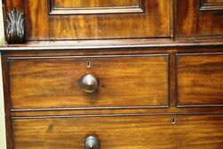 Mid Victorian Mahogany 2 Door 4 Drawer Linen Press 