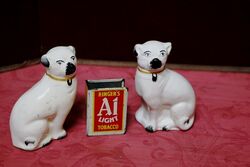 Miniature C19th Staffordshire Pair of Pug Dogs Figures  