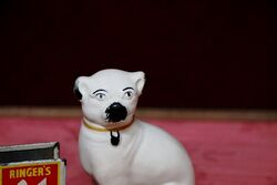 Miniature C19th Staffordshire Pair of Pug Dogs Figures  