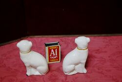 Miniature C19th Staffordshire Pair of Pug Dogs Figures  