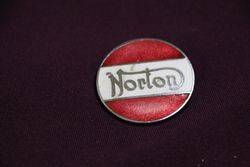 Norton Motorcycle White and Red Pin Badge British Motorbike