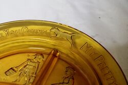 Nursery Rhyme Divided Sections Amber Glass Plate 