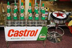 Original Castrol Screen Printed 12 Bottle Motor Oil Rack. #